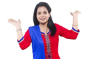 Indian Woman Housewife Shrugging