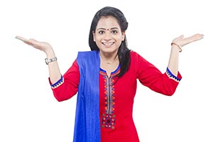 Indian Lady Housewife Shrugging