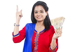 Woman Housewife Money Pointing