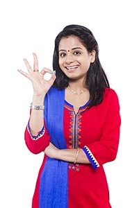 Indian Woman Ok sign Showing