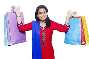 Woman Shopping Bag Showing