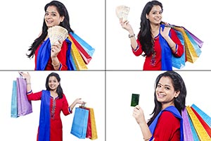 Montage Photo Women Shopping Money