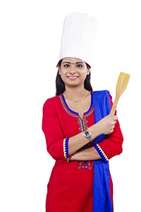 Indian Woman Housewife Cooking