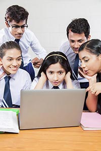 Teenage Students Laptop Watching