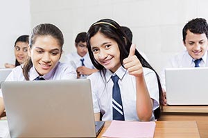 School Girls Friend Laptop Thumbsup