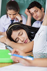 School Girl Student Sleeping Classroom