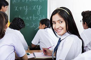 Group School Students Studying Classroom