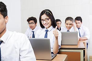 School Students Laptop Thumbsup