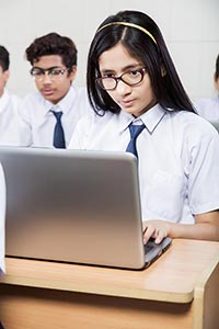 School Girl Student Laptop Working