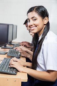Girl Student Computer Working