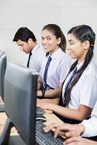 School Students Computer Working