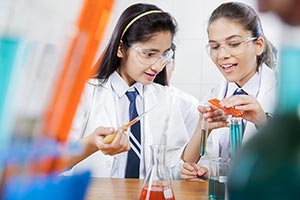 Teenage Students Chemistry Lab
