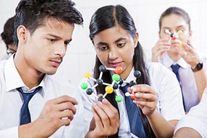 School Students Examining Atom
