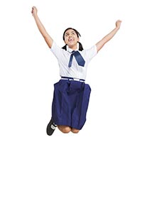 School Girl Student Jumping