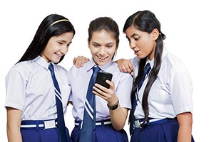 Girls School Students Phone Using