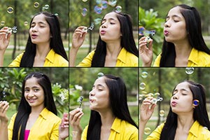 1 Person Only ; Background ; Blowing ; Bubble ; Bu
