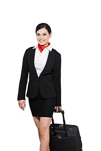 Airhostess Walking with Suitcase