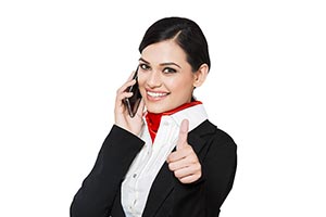 Airhostess Talking Phone Thumbsup