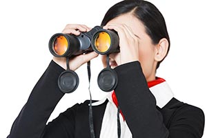 Airhostess Searching Binoculars