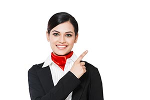 Airhostess Pointing Adult woman