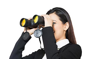 Business woman Binoculars Searching