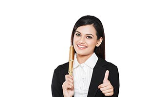 Businesswoman Telescope Thumbs up