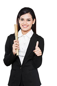 Businesswoman Telescope Thumbs up