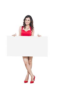 Woman Showing Message Board