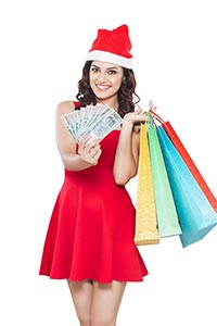 Woman Money Christmas Shopping