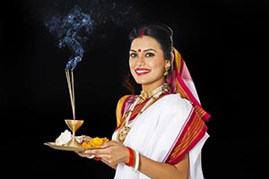 Bengali Woman Puja thali