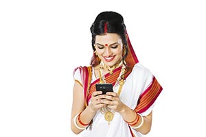 Bengali Woman Chatting Mobile