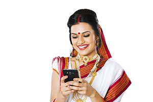 Bengali Woman Dialing Phone