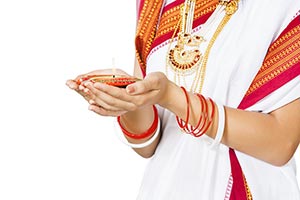 Woman Hands Holding Diya