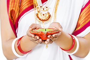 Woman Hands Holding Diya