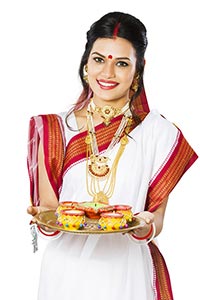 Bengali Woman Diya Plate