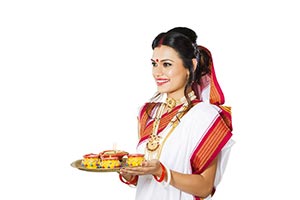 Bengali Woman Diya Plate