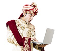 Groom Wedding Laptop Working