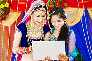Bride Sister Laptop Chatting