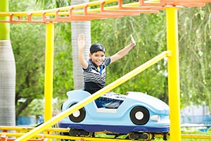 1 Person Only ; Amusement Park ; Arms Raised ; Boy