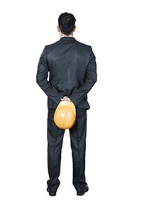 Architect Business man Helmet Standing Rear view