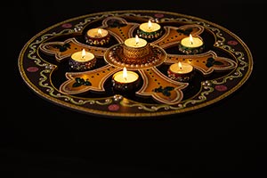 Arranging ; Black Background ; Burning ; Candles ;